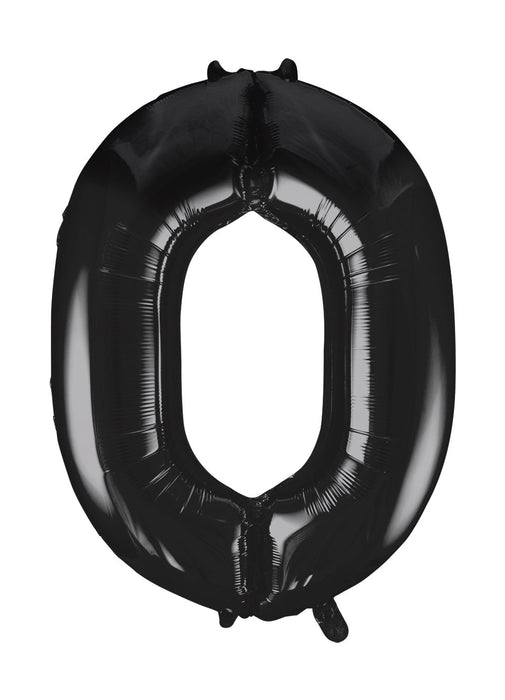 Number 0 Black Foil Balloon