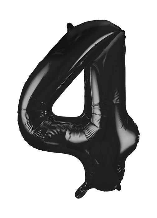 Number 4 Black Foil Balloon