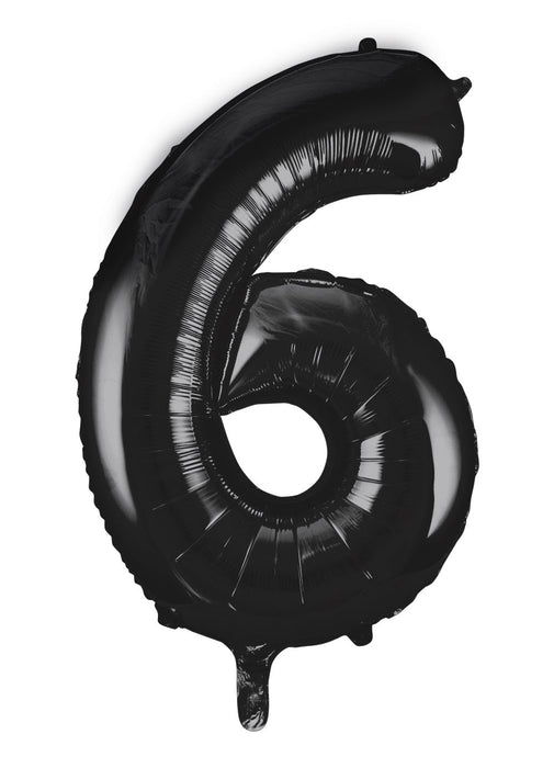 Number 6 Black Foil Balloon