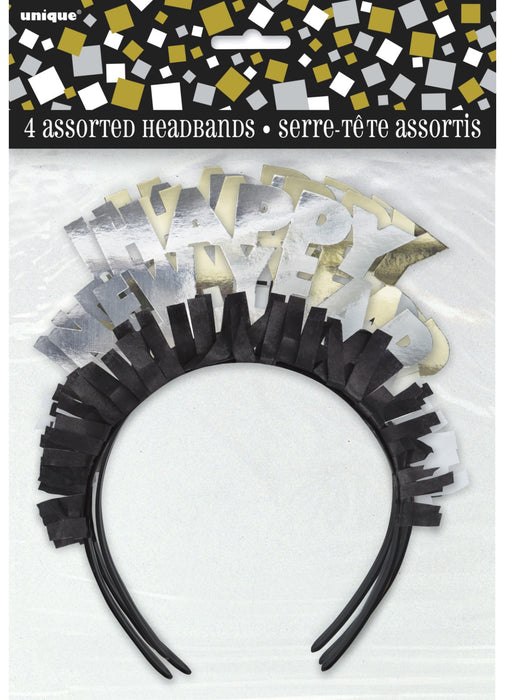 Happy New Year Assorted Headbands 4pk