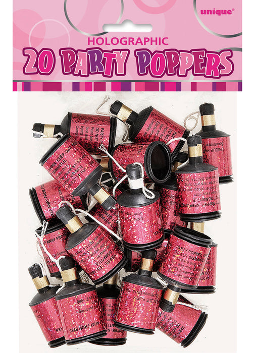 Pink Glitz Party Poppers 20pk
