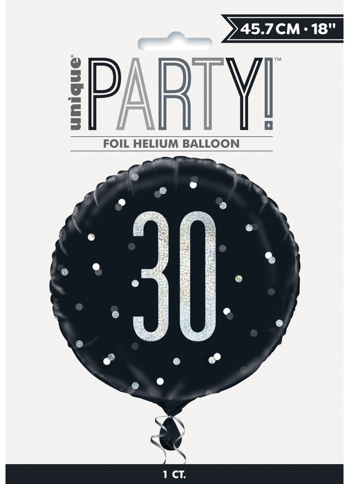 Black Glitz Age 30 Foil Balloon