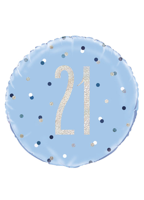Blue Glitz Age 21 Foil Balloon