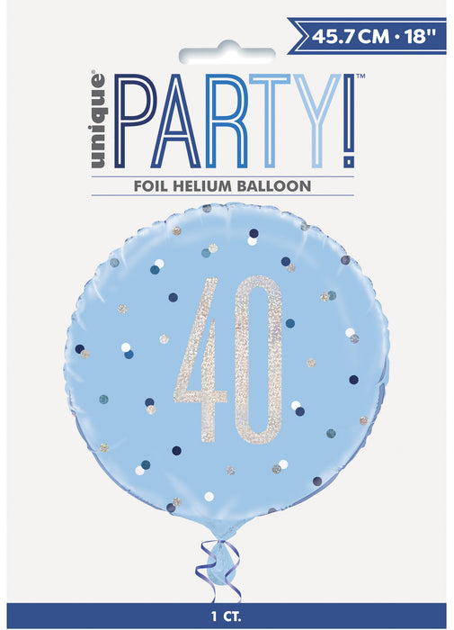 Blue Glitz Age 40 Foil Balloon