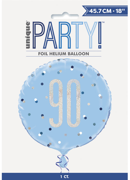 Blue Glitz Age 90 Foil Balloon