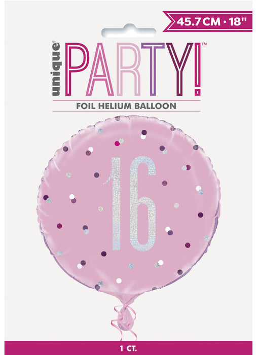 Pink Glitz 16th Birthday Foil Balloon