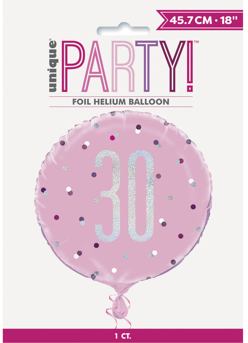 Pink Glitz 30th Birthday Foil Balloon