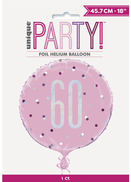 Pink Glitz 60th Birthday Foil Balloon