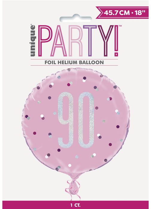 Pink Glitz 90th Birthday Foil Balloon