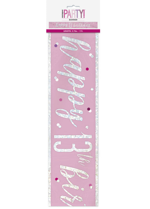 Pink Glitz Age 13 Birthday Banner
