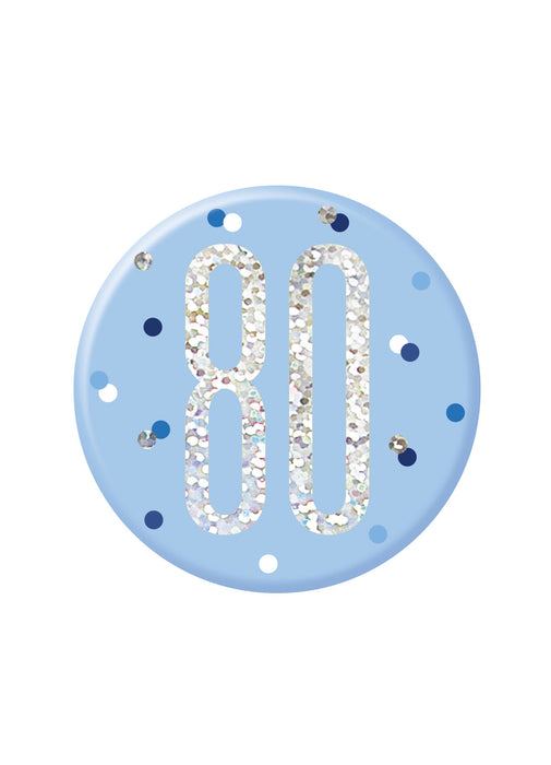 Blue Glitz Age 80 Badge
