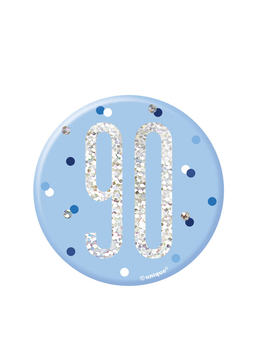 Blue Glitz Age 90 Badge