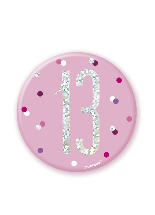 Pink Glitz Age 13 Badge