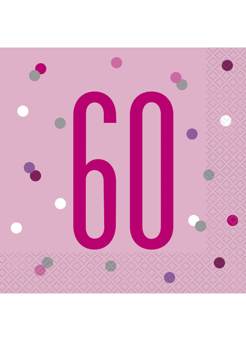 Pink Glitz Age 60 Napkins