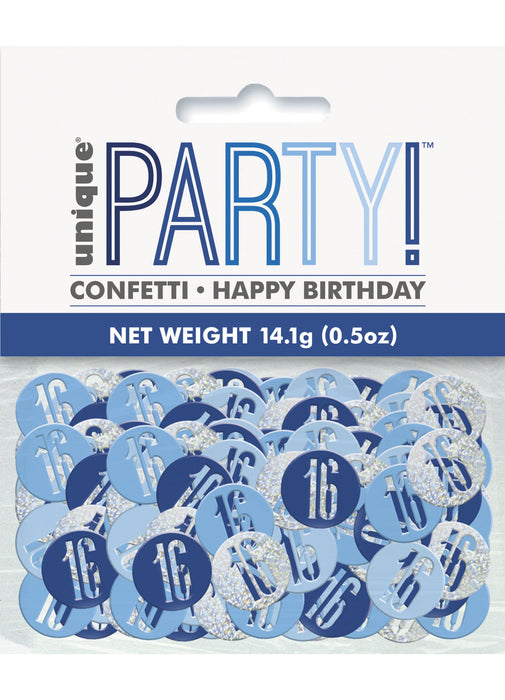 Blue Glitz Age 16 Confetti