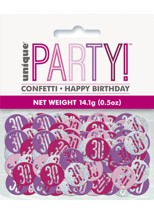 Pink Glitz Age 30 Confetti