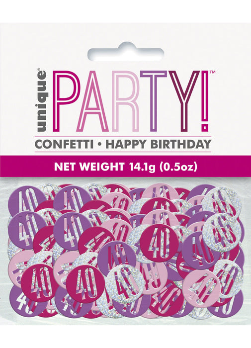 Pink Glitz Age 40 Confetti