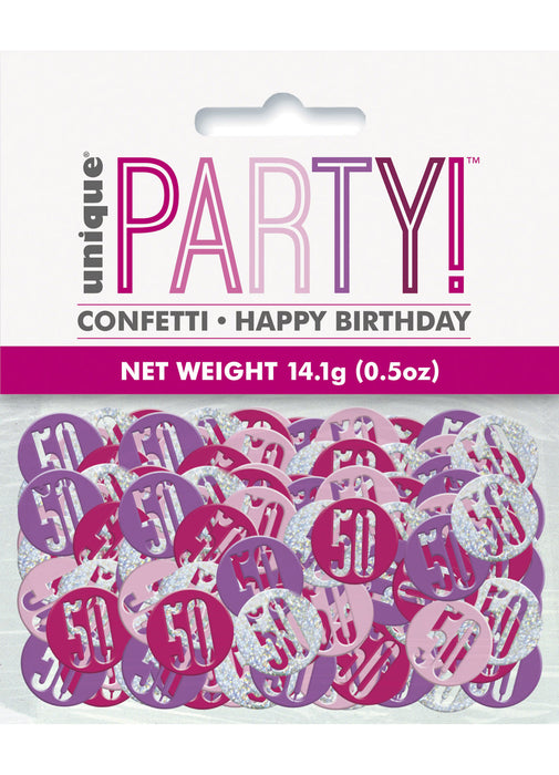 Pink Glitz Age 50 Confetti
