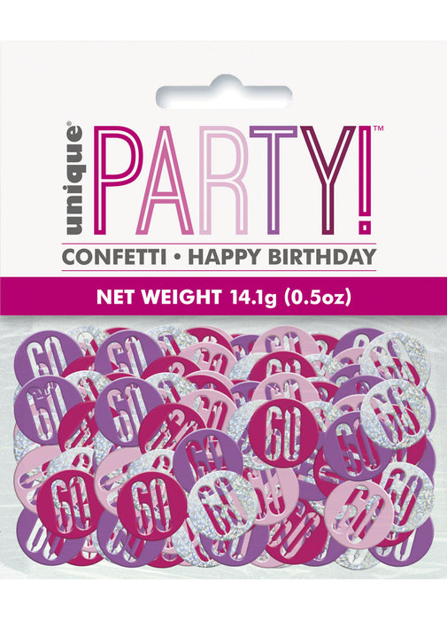 Pink Glitz Age 60 Confetti
