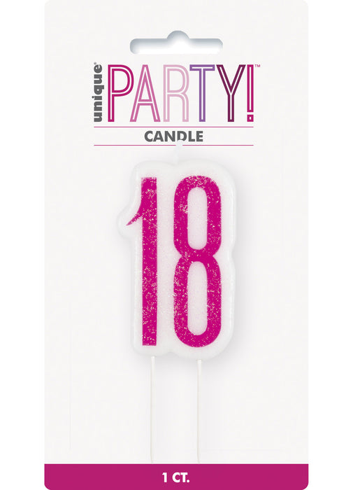 Pink Glitz Age 18 Candle