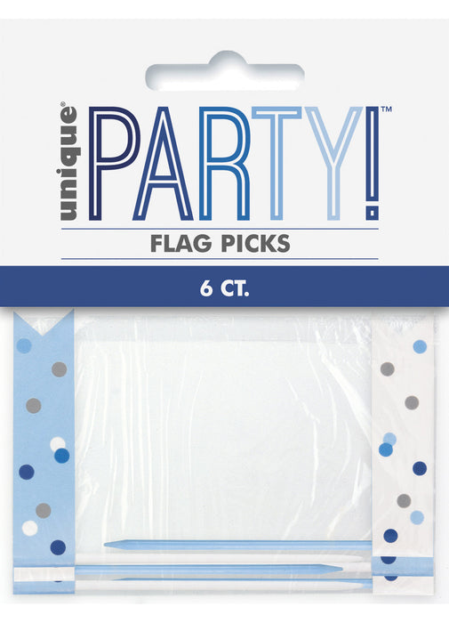 Blue Glitz Flag Picks 6pk