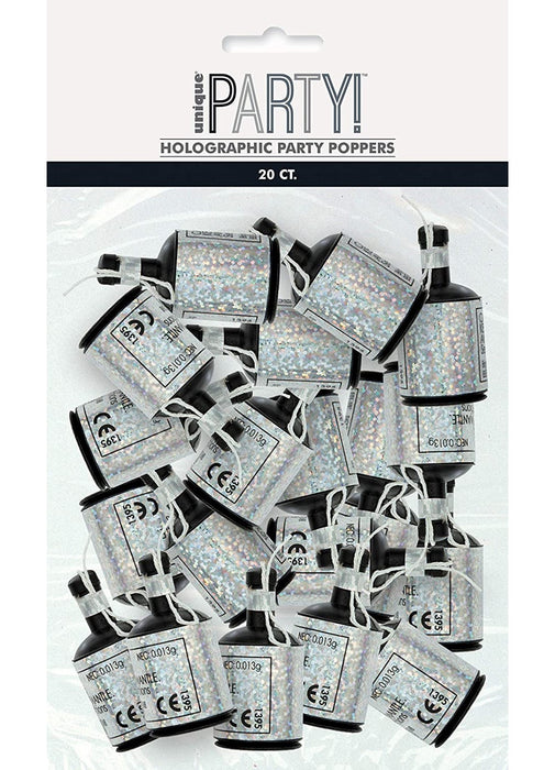 Silver Glitz Party Poppers 20pk