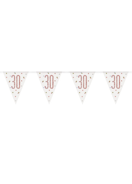 Rose Gold Glitz Age 30 Flag Banner