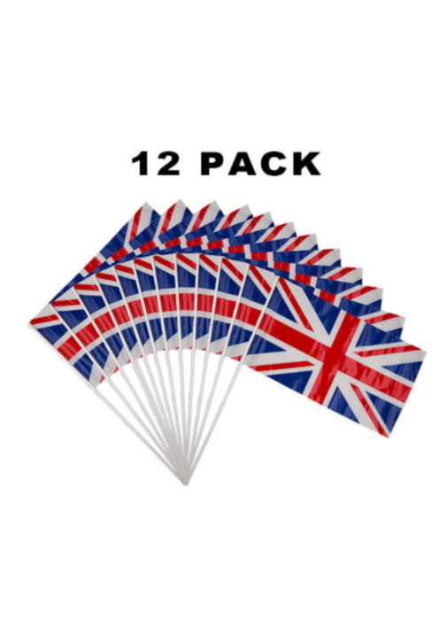 Union Jack Hand Flags 12pk