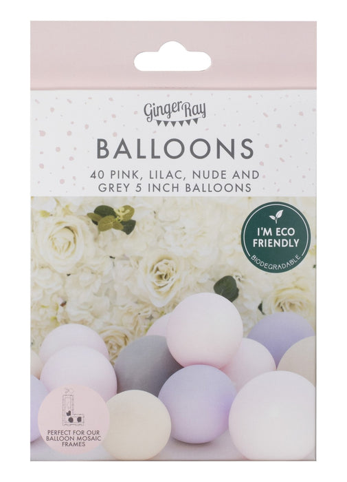 Pink, Grey, Nude & Lilac 5 Inch Latex Balloons 40pk