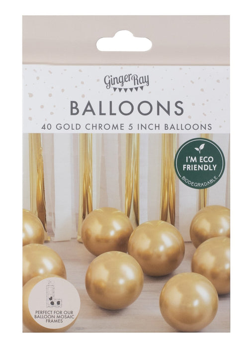 Gold Chrome 5 Inch Latex Balloons 40pk