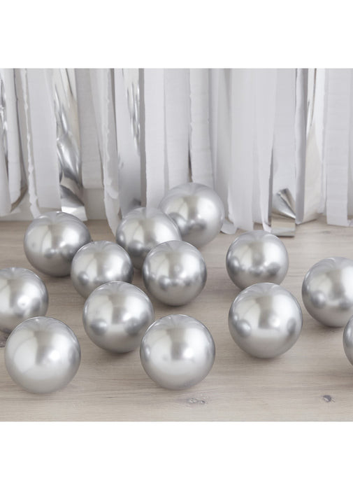 Silver Chrome 5 Inch Latex Balloons 40pk