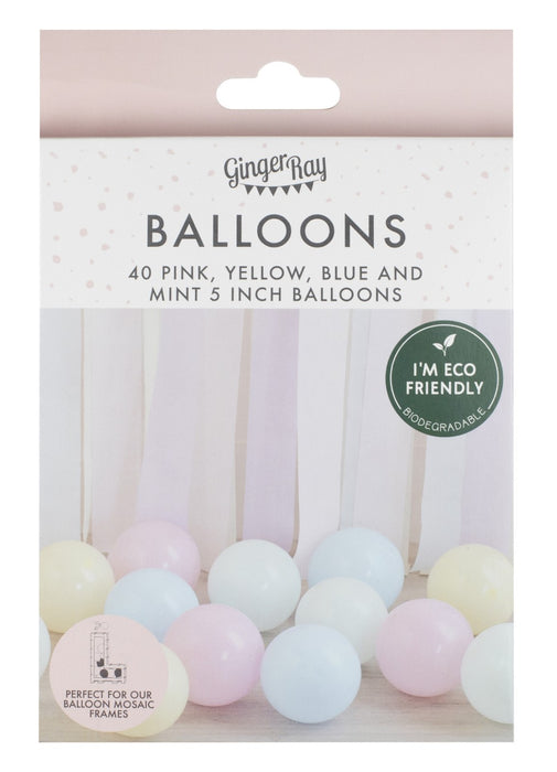 Pastel 5 Inch Latex Balloons 40pk