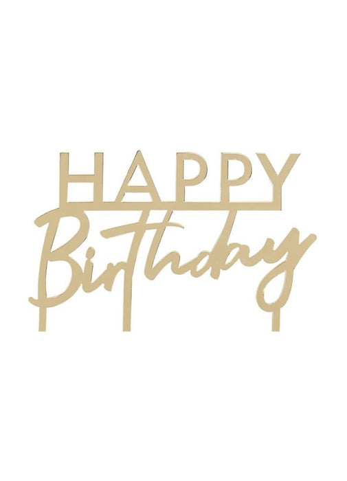 Gold Happy Birthday Cake Topper