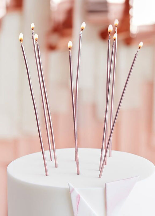 Rose Gold Skinny Tall Candles 12pk