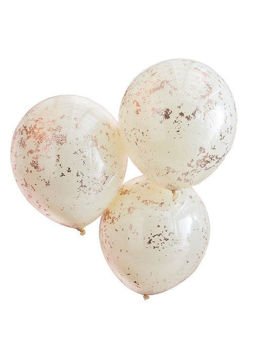 Double Layered Cream & Rose Gold Confetti Balloons