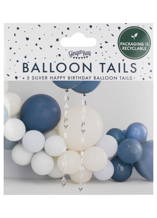 Silver Birthday Balloon Tails