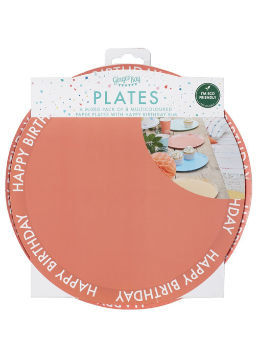 Brights Happy Birthday Plates 8pk