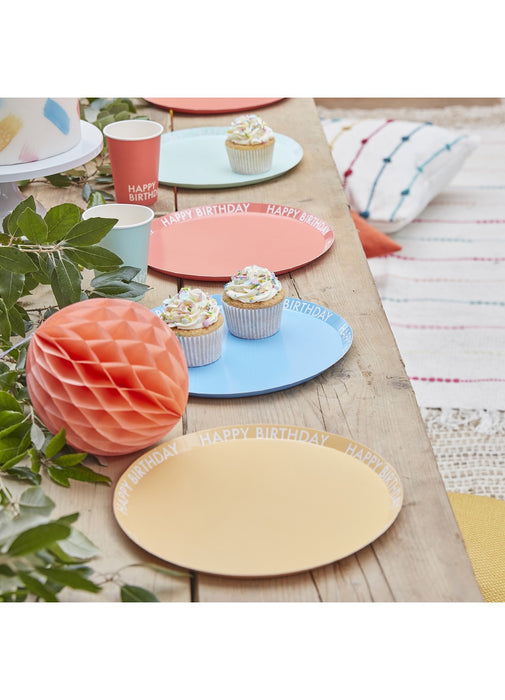 Brights Happy Birthday Plates 8pk