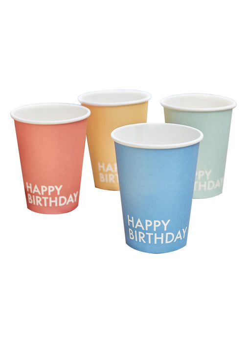 Brights Happy Birthday Cups 8pk
