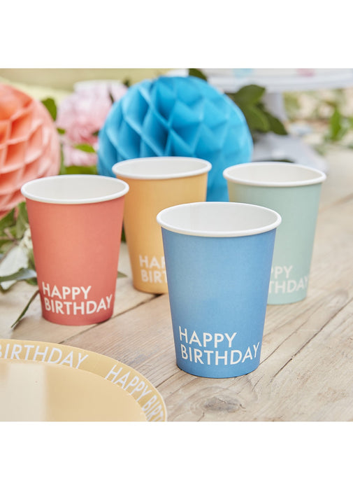 Brights Happy Birthday Cups 8pk