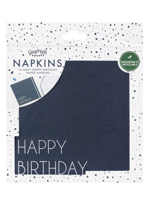 Navy Happy Birthday Napkins 16pk