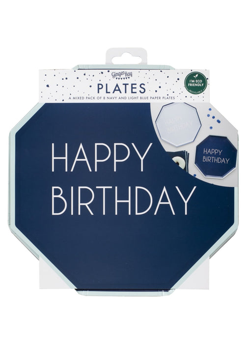 Navy & Blue Birthday Plates 8pk