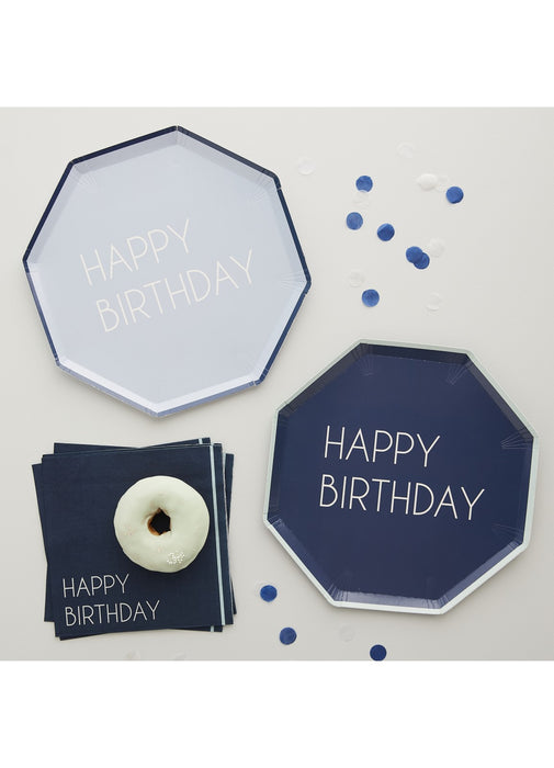 Navy & Blue Birthday Plates 8pk
