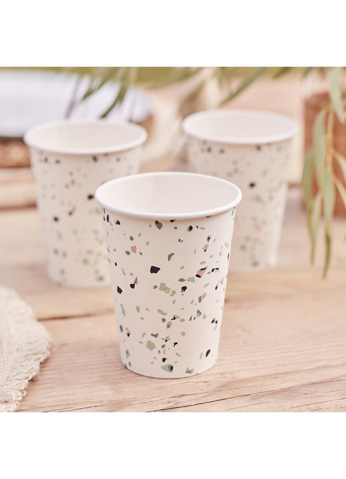 Terrazzo Print Paper Cups 8pk