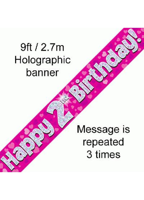 Happy 2nd Birthday Pink Foil Banner
