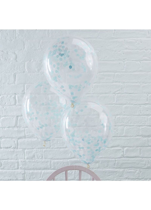 Blue Confetti Latex Balloons 5pk
